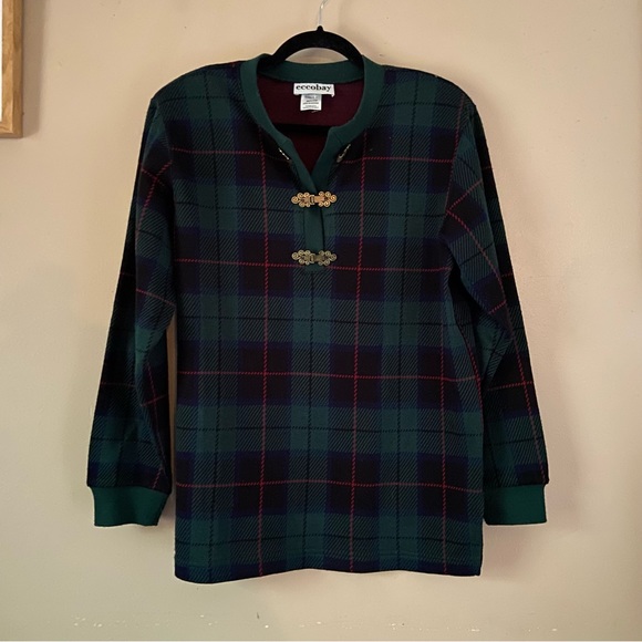 Eccobay• vintage classic flannel checkered shirt sweater size medium - Picture 5 of 6